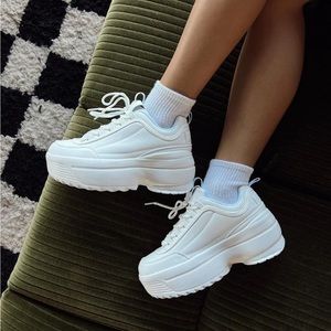 Lily High Platform Sneaker White Princess Polly